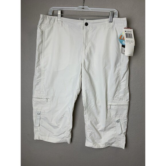 Columbia Royal Trek Knee Pant Women Sz 12 Beige Titanium UPF 50 Low Rise Active - Picture 1 of 12